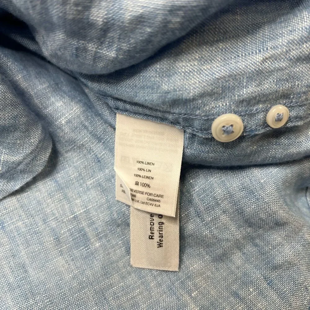 J.Crew Shirt Men XS Blue Linen Long Sleeve Baird McNutt Button-Down Slim Fit